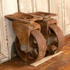 #12715 - Antique&nbsp;Cast&nbsp;Iron&nbsp;Factory&nbsp;Cart&nbsp;Caster&nbsp;Wheels&nbsp;image
