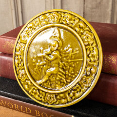 #41518 - Antique&nbsp;Majolica&nbsp;Pottery&nbsp;Trivet&nbsp;Plate&nbsp;image