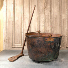 #42647 - Antique&nbsp;Apple&nbsp;Butter&nbsp;Kettle&nbsp;&&nbsp;Wood&nbsp;Paddle&nbsp;image