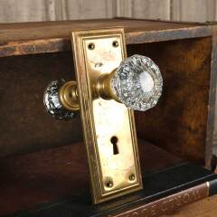 #42749 - Antique&nbsp;Brass&nbsp;&&nbsp;Glass&nbsp;Door&nbsp;Hardware&nbsp;Set&nbsp;image