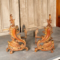 #43955 - French&nbsp;Rococo&nbsp;Style&nbsp;Brass&nbsp;Fireplace&nbsp;Andirons&nbsp;image
