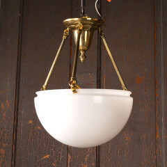 #43972 - 3&nbsp;Light&nbsp;Brass&nbsp;Chandelier&nbsp;w/&nbsp;Milk&nbsp;Glass&nbsp;Shade&nbsp;image