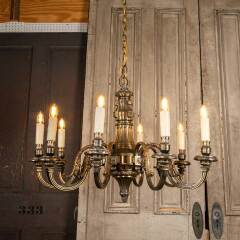 #45325 - Salvaged&nbsp;Antique&nbsp;Brass&nbsp;10&nbsp;Light&nbsp;Chandelier&nbsp;image