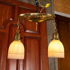 #46711 - Salvaged&nbsp;Antique&nbsp;2&nbsp;Light&nbsp;Pendant&nbsp;Fixture&nbsp;image