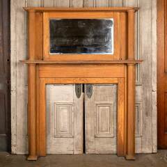 #46907 - Antique&nbsp;Oak&nbsp;Fireplace&nbsp;Mantel&nbsp;with&nbsp;Mirror&nbsp;image