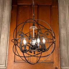 #47120 - Modern&nbsp;Metal&nbsp;Sphere&nbsp;5&nbsp;Light&nbsp;Chandelier&nbsp;image