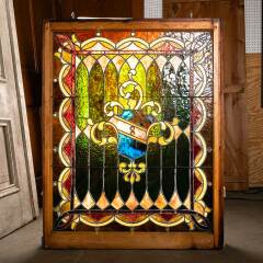 #47154 - Antique&nbsp;Wood&nbsp;Framed&nbsp;Stained&nbsp;Glass&nbsp;Window&nbsp;image