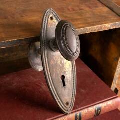 #47460 - Antique&nbsp;Oval&nbsp;Beaded&nbsp;Door&nbsp;Hardware&nbsp;Set&nbsp;image