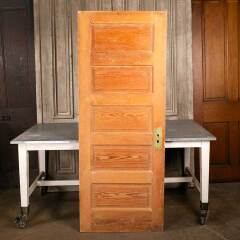 #47520 - 30x76&nbsp;Antique&nbsp;5&nbsp;Panel&nbsp;Pine&nbsp;Interior&nbsp;Door&nbsp;image