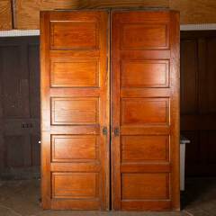#48027 - 65x94&nbsp;Antique&nbsp;Oak&nbsp;5&nbsp;Panel&nbsp;Pocket&nbsp;Doors&nbsp;image