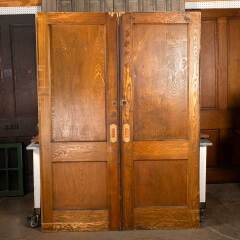 #48065 - 60x83&nbsp;Antique&nbsp;Oak&nbsp;2&nbsp;Panel&nbsp;Pocket&nbsp;Doors&nbsp;image