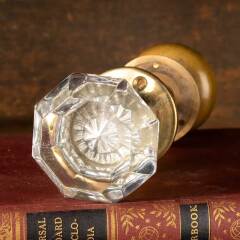 #48251 - Antique&nbsp;Glass&nbsp;&&nbsp;Brass&nbsp;Doorknob&nbsp;Door&nbsp;Set&nbsp;image