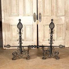 #48393 - Antique&nbsp;Wrought&nbsp;Iron&nbsp;Fireplace&nbsp;Andiron&nbsp;Set&nbsp;image