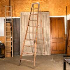 #49416 - Vintage&nbsp;9&nbsp;Rung&nbsp;Wood&nbsp;A-Frame&nbsp;Step&nbsp;Ladder&nbsp;image
