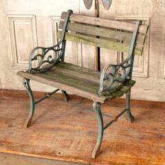 #49457 - Small&nbsp;Vintage&nbsp;Wood&nbsp;&&nbsp;Metal&nbsp;Garden&nbsp;Bench&nbsp;image