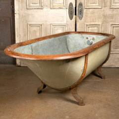 #49518 - 29x59&nbsp;Antique&nbsp;Oak&nbsp;Rimmed&nbsp;Metal&nbsp;Bathtub&nbsp;image