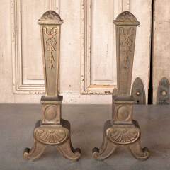 #49621 - Pair&nbsp;of&nbsp;Antique&nbsp;Brass&nbsp;Fireplace&nbsp;Andirons&nbsp;image