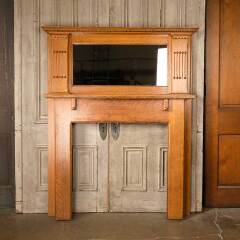 #49789 - 58x70&nbsp;Salvaged&nbsp;Antique&nbsp;Oak&nbsp;Fireplace&nbsp;Mantel&nbsp;image