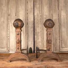 #49790 - Antique&nbsp;Large&nbsp;Cast&nbsp;Iron&nbsp;Fireplace&nbsp;Andirons&nbsp;image