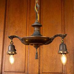 #50041 - Salvaged&nbsp;Antique&nbsp;Victorian&nbsp;2&nbsp;Bulb&nbsp;Chandelier&nbsp;image