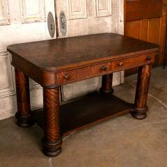 #50344 - Antique&nbsp;Quarter&nbsp;Sawn&nbsp;Oak&nbsp;Library&nbsp;Table&nbsp;Desk&nbsp;image