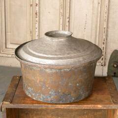 #51254 - Antique&nbsp;Hammered&nbsp;Metal&nbsp;Pot&nbsp;with&nbsp;Lid&nbsp;image