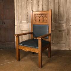 #52134 - Antique&nbsp;Carved&nbsp;Oak&nbsp;Gothic&nbsp;Throne&nbsp;Chair&nbsp;image