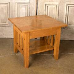 #52146 - 24x22&nbsp;Salvaged&nbsp;Solid&nbsp;Oak&nbsp;Wood&nbsp;End&nbsp;Table&nbsp;image