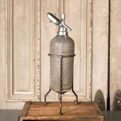 #52296 - Antique&nbsp;Seltzer&nbsp;Bottle&nbsp;&&nbsp;Metal&nbsp;Stand&nbsp;image