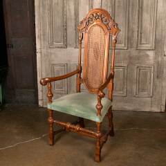 #52411 - Antique&nbsp;Carved&nbsp;Wood&nbsp;High&nbsp;Back&nbsp;Armchair&nbsp;image