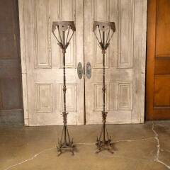 #52604 - Set&nbsp;of&nbsp;2&nbsp;Antique&nbsp;Wrought&nbsp;Iron&nbsp;Candle&nbsp;Holders&nbsp;image