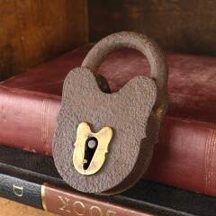 #52613 - Antique&nbsp;Iron&nbsp;Padlock&nbsp;with&nbsp;Brass&nbsp;Keyhole&nbsp;image