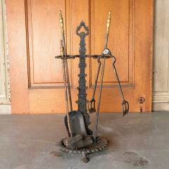 #52659 - Antique&nbsp;Victorian&nbsp;Fireplace&nbsp;Tool&nbsp;Set&nbsp;&&nbsp;Holder&nbsp;image