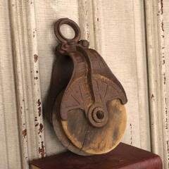 #52816 - Salvaged&nbsp;Antique&nbsp;Wood&nbsp;&&nbsp;Metal&nbsp;Barn&nbsp;Pulley&nbsp;image