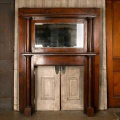#52824 - 60x78&nbsp;Antique&nbsp;Oak&nbsp;Fireplace&nbsp;Mantel&nbsp;w/&nbsp;Mirror&nbsp;image