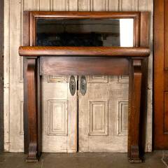#53342 - 59x69&nbsp;Salvaged&nbsp;Antique&nbsp;Oak&nbsp;Fireplace&nbsp;Mantel&nbsp;image