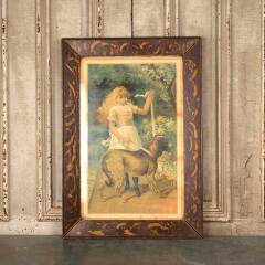 #53404 - Antique&nbsp;Framed&nbsp;Lithograph&nbsp;of&nbsp;Girl&nbsp;&&nbsp;Dog&nbsp;image