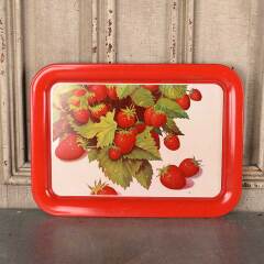 #53430 - Vintage&nbsp;Metal&nbsp;Serving&nbsp;Tray&nbsp;w/&nbsp;Strawberries&nbsp;image