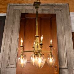 #53447 - Antique&nbsp;Brass&nbsp;Gas&nbsp;&&nbsp;Electric&nbsp;Chandelier&nbsp;Light&nbsp;image
