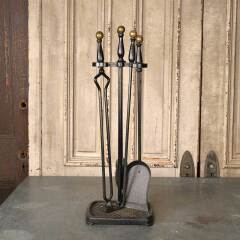#53552 - Antique&nbsp;Cast&nbsp;Iron&nbsp;4&nbsp;Piece&nbsp;Fireplace&nbsp;Tool&nbsp;Set&nbsp;image