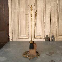 #53569 - Antique&nbsp;Brass&nbsp;Fireplace&nbsp;Tool&nbsp;Set&nbsp;&&nbsp;Stand&nbsp;image