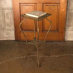 #53632 - Antique&nbsp;Brass&nbsp;Plant&nbsp;Stand&nbsp;with&nbsp;Marble&nbsp;Top&nbsp;image