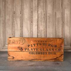 #53994 - Antique&nbsp;PITTSBURG&nbsp;GLASS&nbsp;Wood&nbsp;Crate&nbsp;image