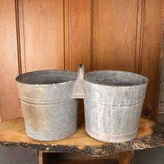 #54628 - Antique&nbsp;Galvanized&nbsp;Farmhouse&nbsp;Double&nbsp;Bucket&nbsp;image