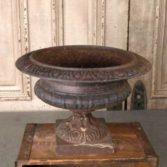 #54675 - 9x14&nbsp;Antique&nbsp;Cast&nbsp;Iron&nbsp;Garden&nbsp;Urn&nbsp;Planter&nbsp;image