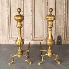 #54692 - Antique&nbsp;Brass&nbsp;&&nbsp;Cast&nbsp;Iron&nbsp;Fireplace&nbsp;Andirons&nbsp;image