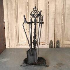 #54750 - Antique&nbsp;Ornate&nbsp;Fireplace&nbsp;Tools&nbsp;&&nbsp;Stand&nbsp;image