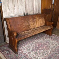 #55705 - 73x36&nbsp;Antique&nbsp;Oak&nbsp;Wood&nbsp;Church&nbsp;Pew&nbsp;Bench&nbsp;image
