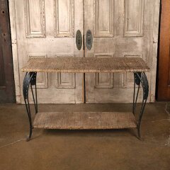 #55814 - Metal&nbsp;&&nbsp;Wicker&nbsp;Console&nbsp;Table&nbsp;image