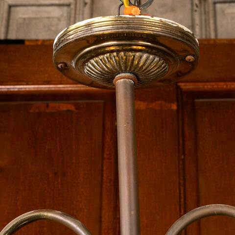 #11363 Antique Brass & Milk Glass Oil Lamp Light image 5